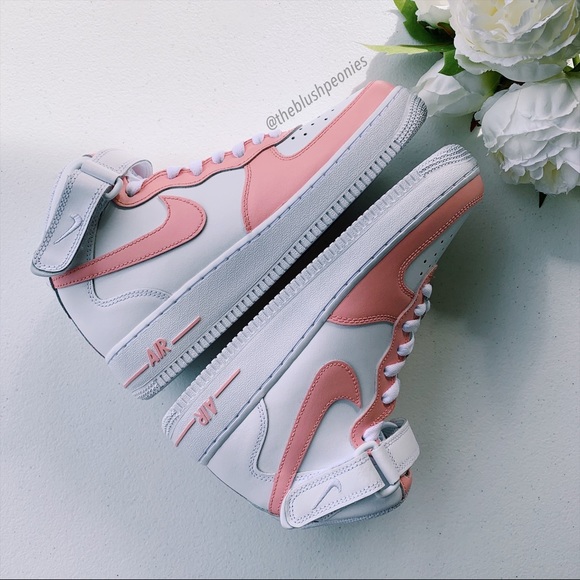 Nike Custom Painted Air Force 1 Mid - Pink Salmon NWT - Picture 7 of 12